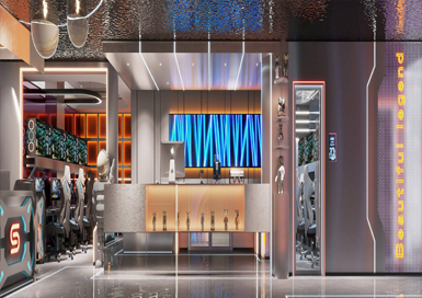 傳奇潮流科技網(wǎng)咖裝修設(shè)計案例效果圖